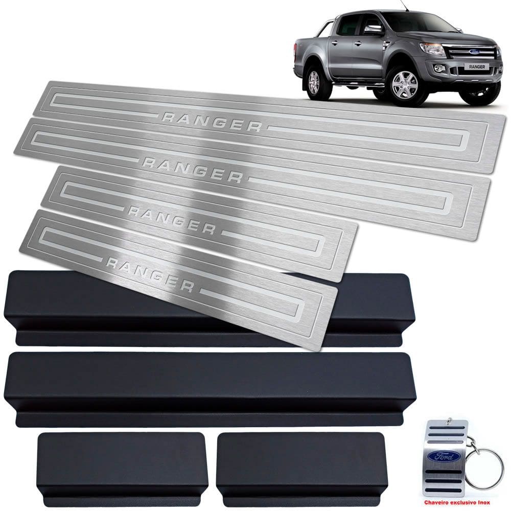 Soleira de Porta Ford Ranger 2013 A 2016 Prata Baixo Relevo