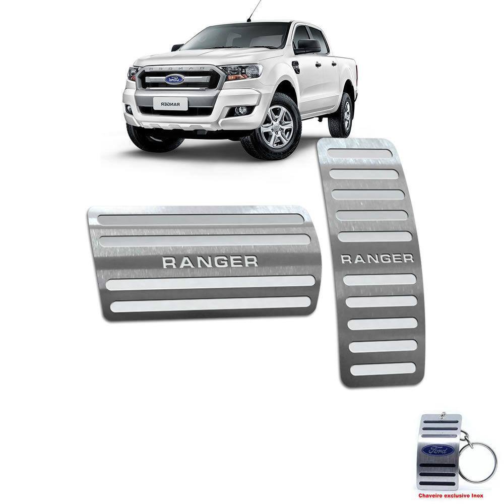 Pedaleira Automático Aço Inox Ford Ranger 2017 A 2020 Prata