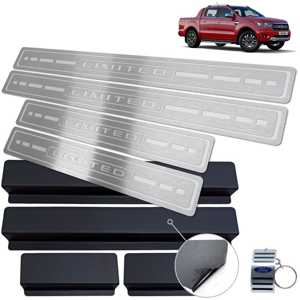Soleira Ford Ranger Limited 2017 A 2020 Prata Baixo Relevo