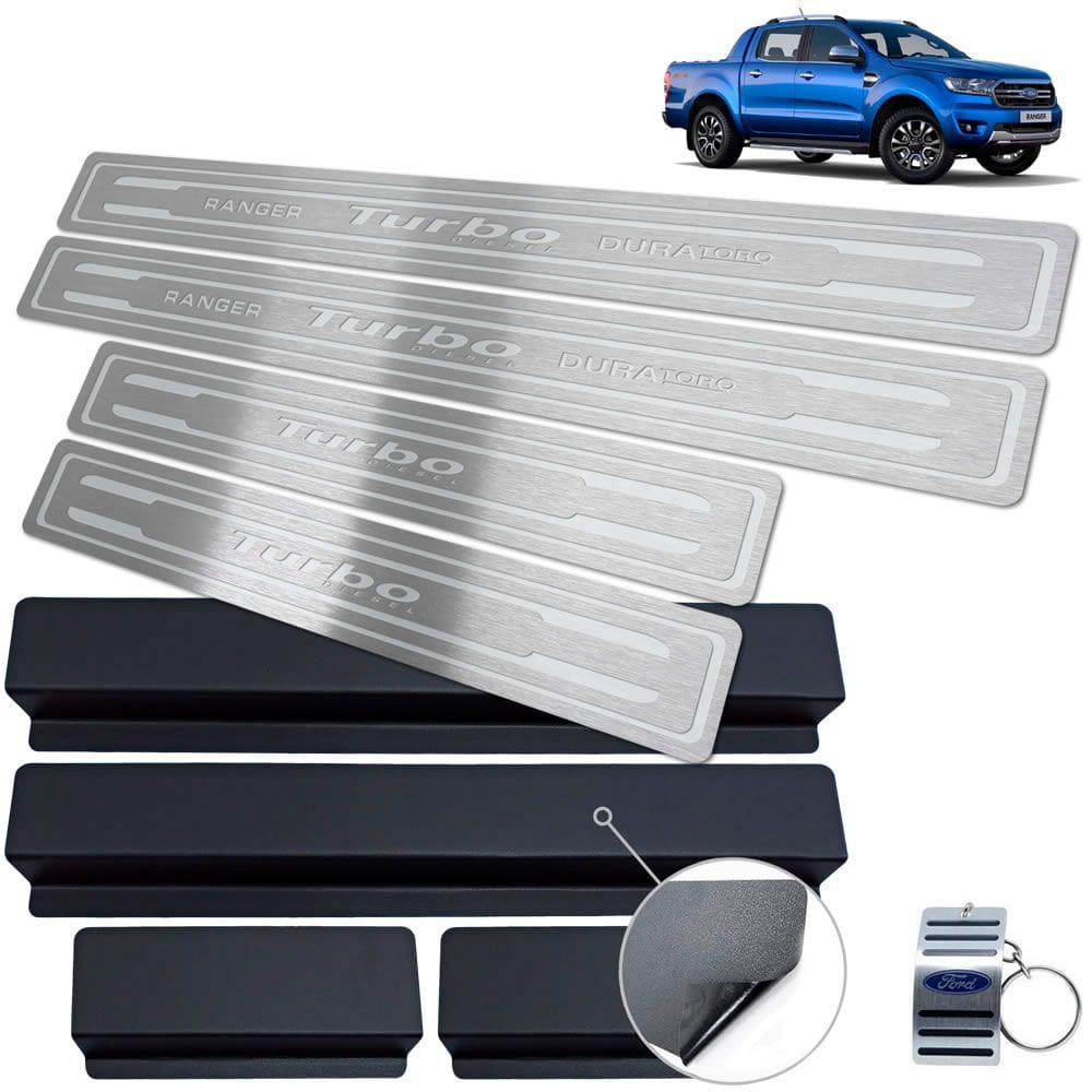 Soleira Ford Ranger Turbo 2017 A 2020 Prata Baixo Relevo