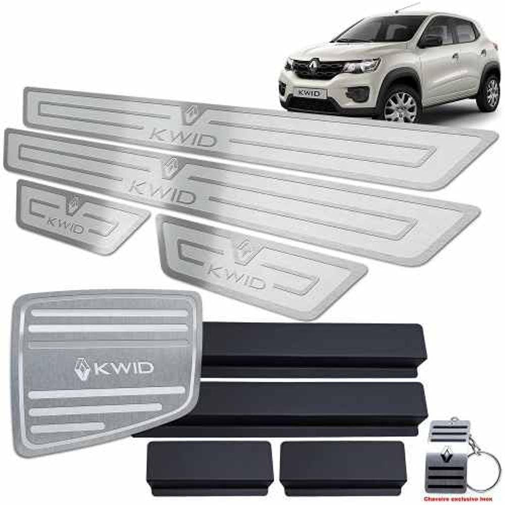 Soleira + Vinil + Descanso Kwid 2018/2020 Prata Alto Relevo