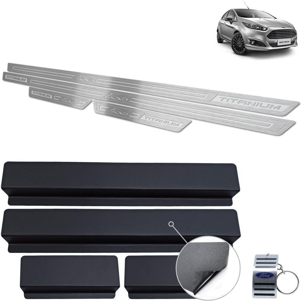Soleira New Fiesta Titanium 2014 A 2019 Prata Baixo Relevo