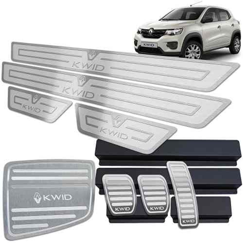 Soleira Pedaleira Descanso Kwid 2018/2020 Prata Alto Relevo