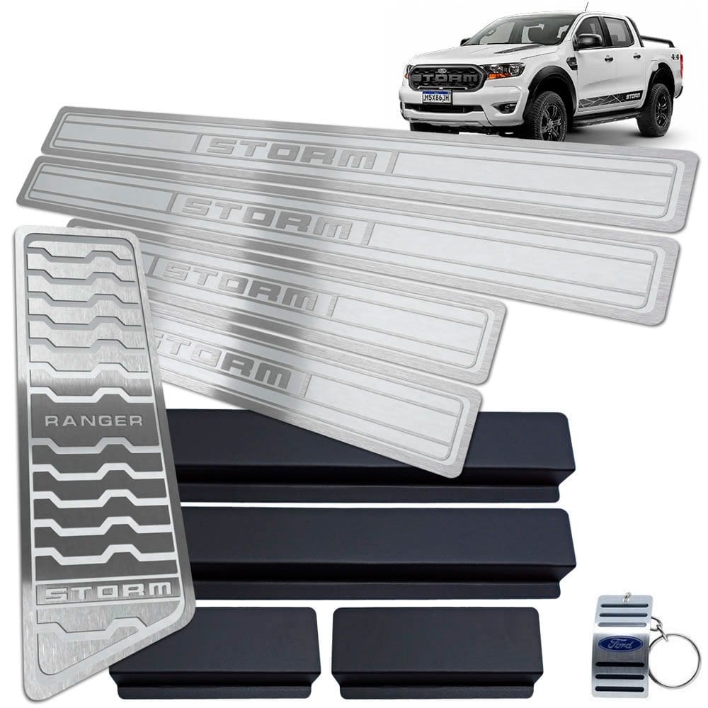 Descanso + Soleira Ford Ranger Storm Prata Alto Relevo