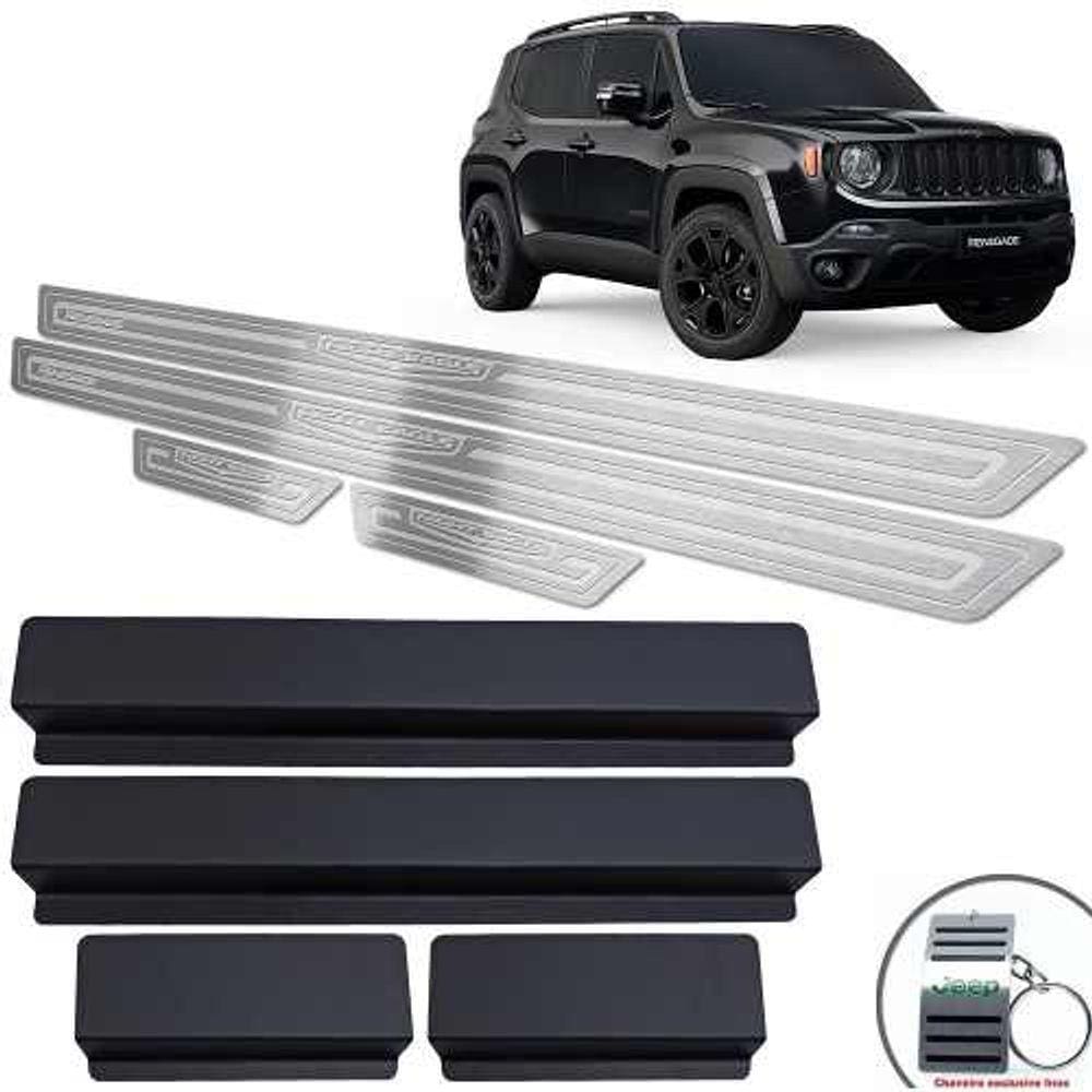 Soleira + Vinil Jeep Renegade Night Eagle Prata Baixo Relevo
