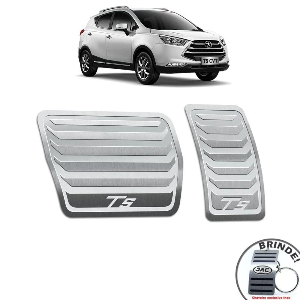 Pedaleira Automático Jac T5 2016 A 2019 Em Aço Inox Prata