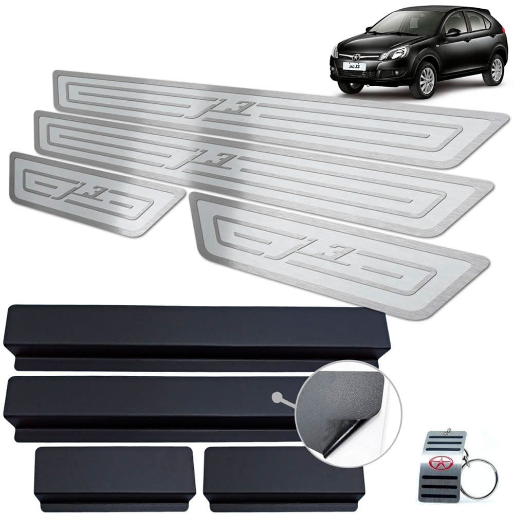 Soleira Em Aço Inox Jac J3 2010 A 2015 Prata Alto Relevo
