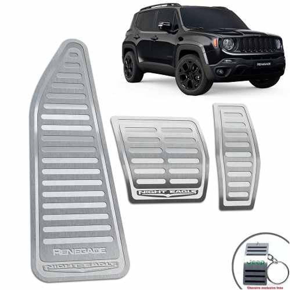 Pedaleiras + Descanso Jeep Renegade Night Eagle Prata