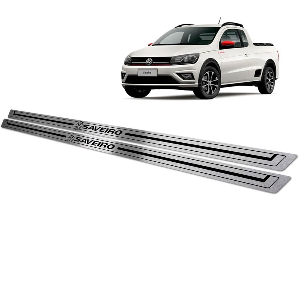 Soleira De Porta Volkswagen Saveiro G7 Aço Inox Preto