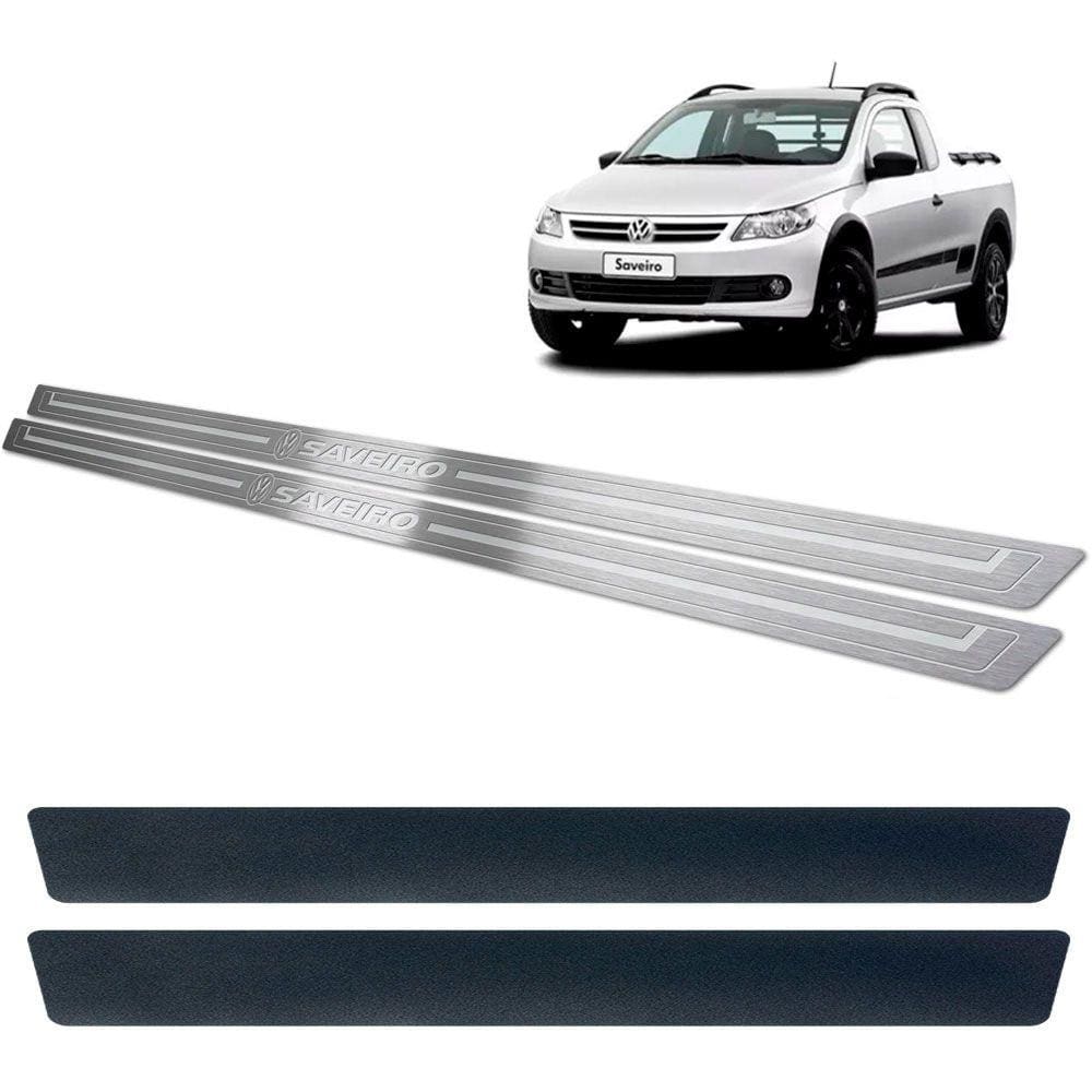 Soleira De Porta Vw Saveiro G5 Aço Inox + Vinil
