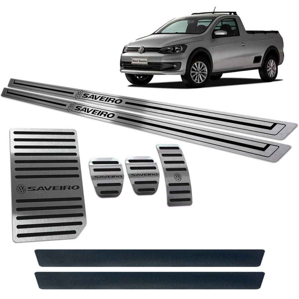 Soleira Pedaleira Descanso Vw Saveiro G6 Preto + Vinil