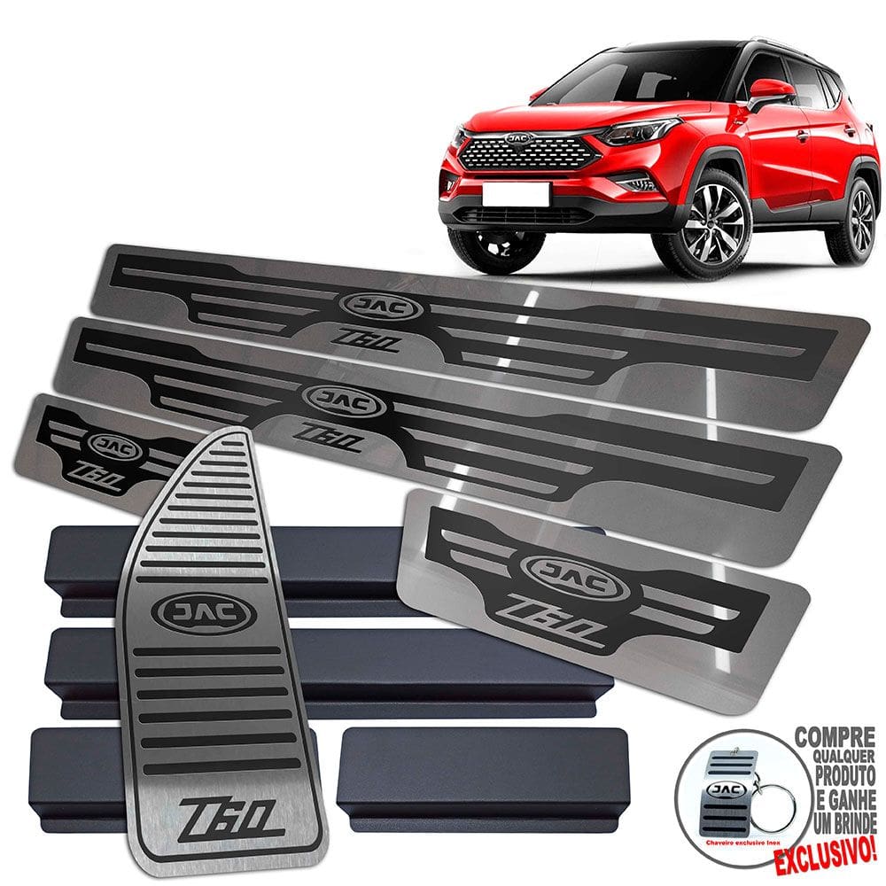 Descanso + Soleira Aço Inox Jac T60 Preto Alto Relevo