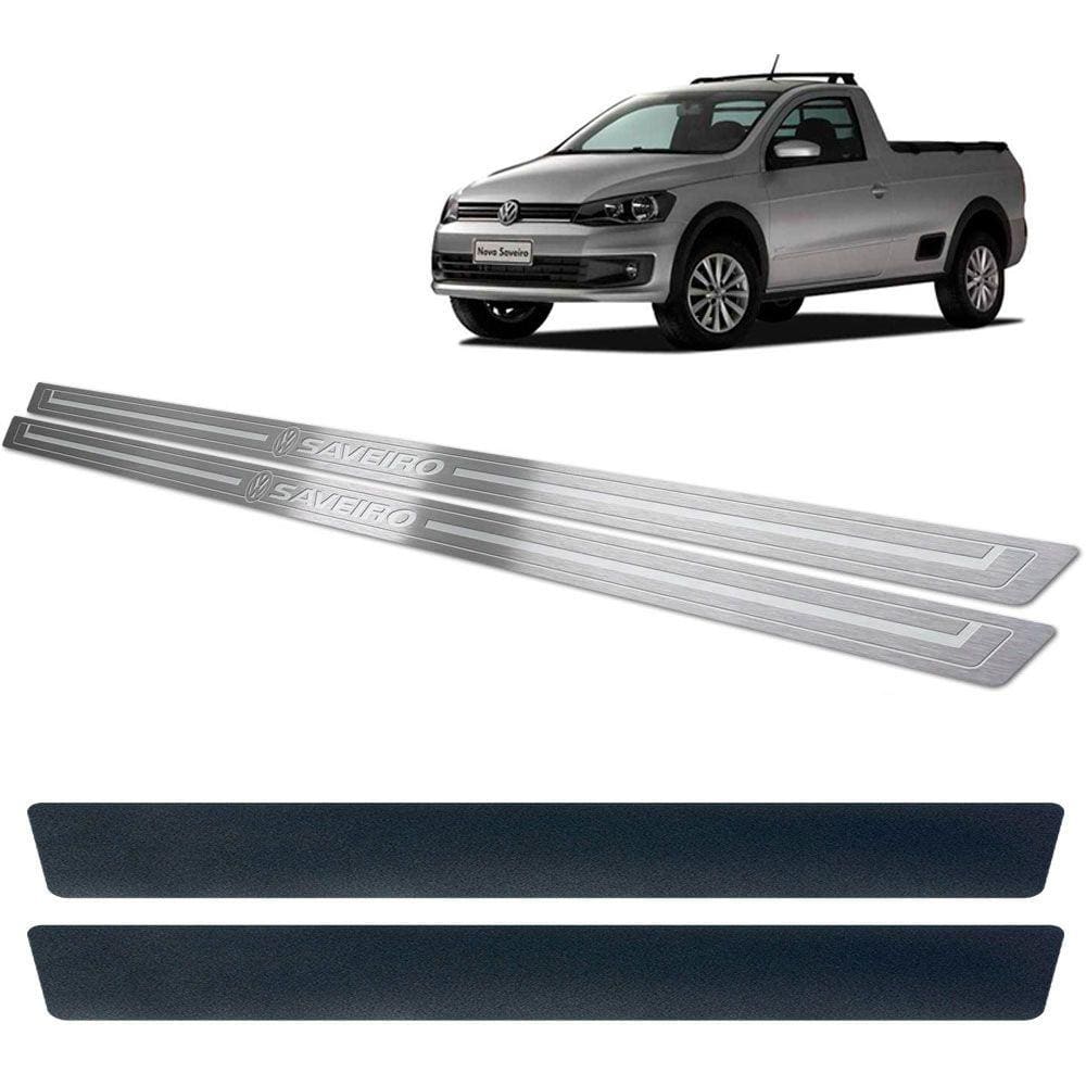 Soleira De Porta Vw Saveiro G6 Aço Inox + Vinil