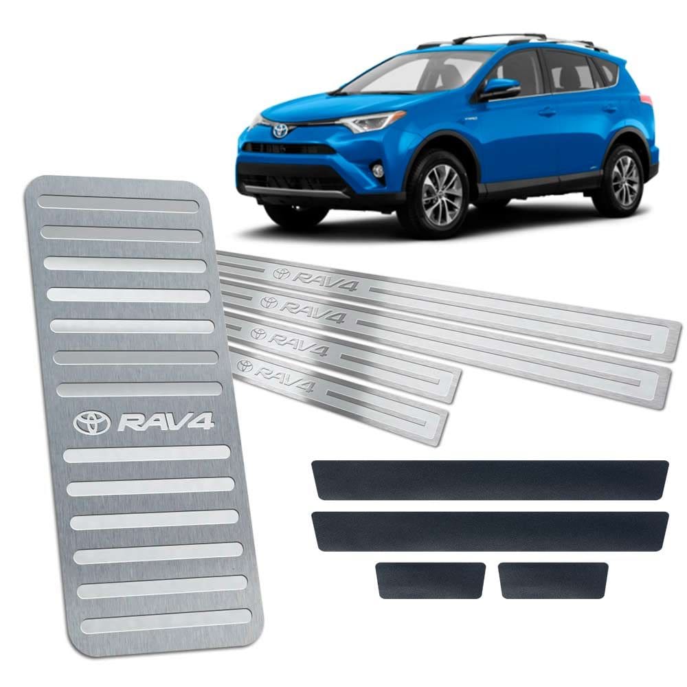 Descanso Soleira + Vinil Toyota Rav4 2013/2019 Prata Relevo