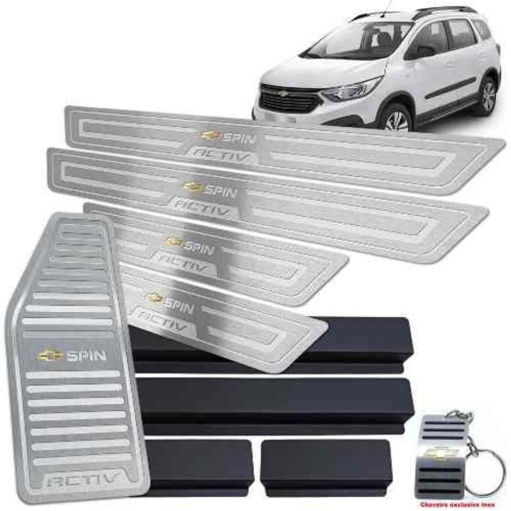 Descanso + Soleira Chevrolet Spin Activ Prata Baixo Relevo