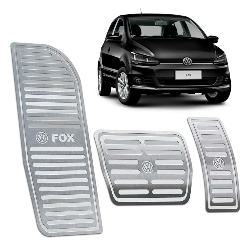 Pedaleiras + Descanso Aço Inox Fox 2014/2020 Aut Prata
