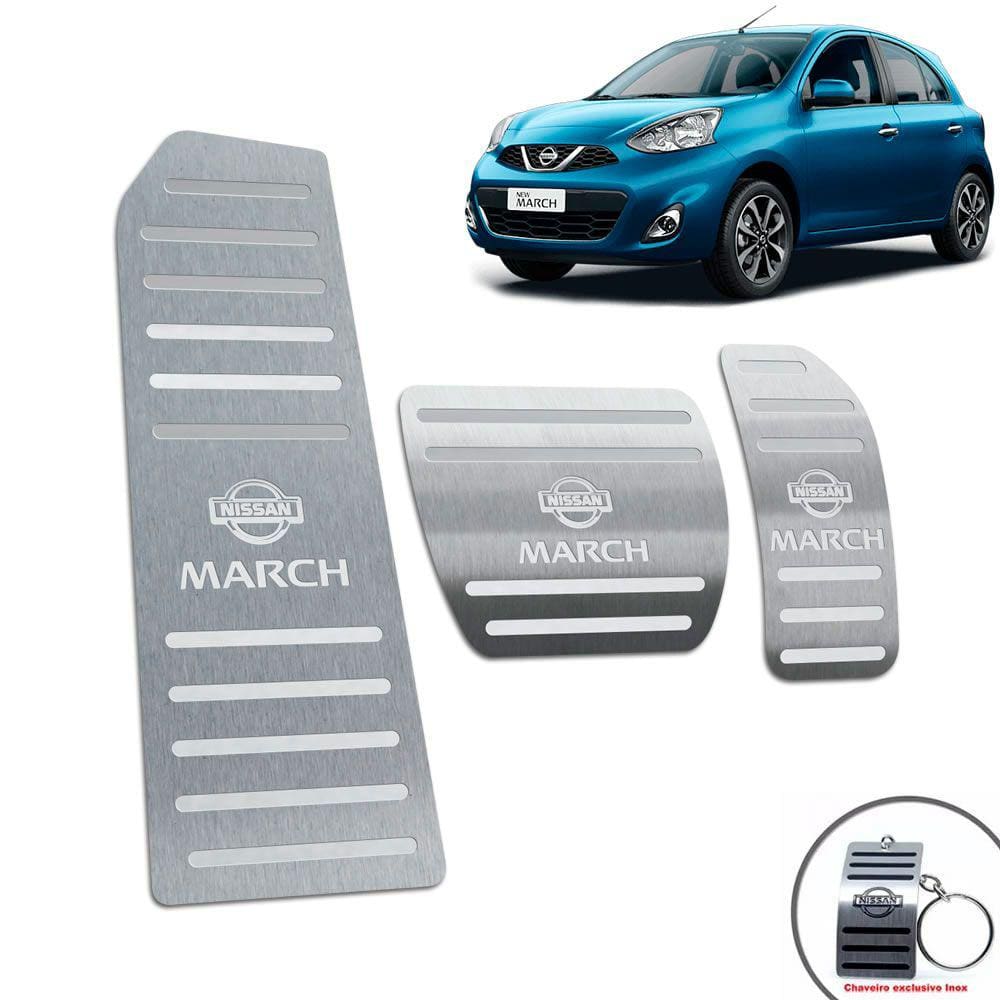Pedaleira + Descanso Nissan March 2012/2020 Automático Prata