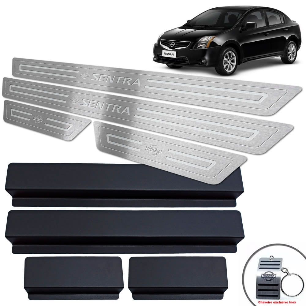 Soleira + Vinil Nissan Sentra 2008/2013 Prata Baixo Relevo