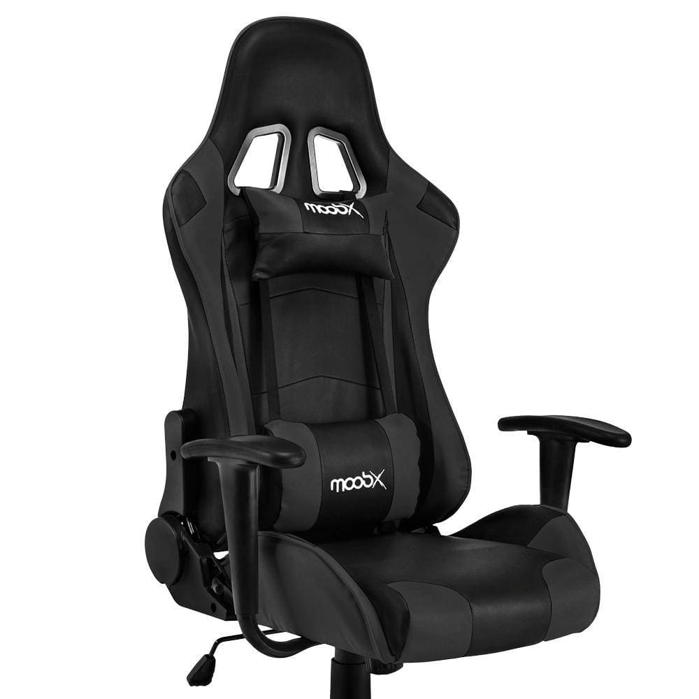 Cadeira Gamer Moob GT Racer Reclinável 180º Braços Com Regulagem de Altura Almofadas Para Lombar e PescoçoPreto