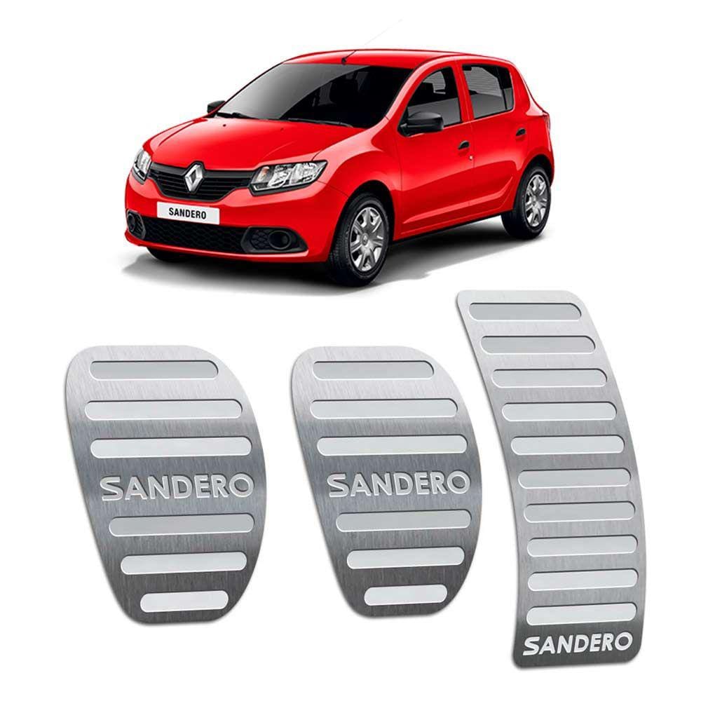 Pedaleira Sandero 2014/2019 Prata Manual Aço Inox