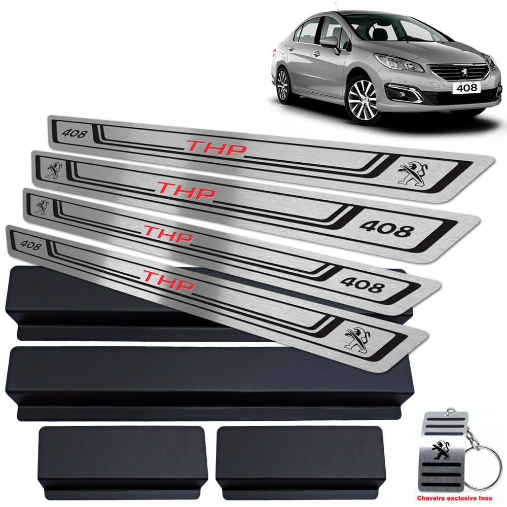 Soleira + Vinil Peugeot 408 THP 2012/2019 Preto Baixo Relevo