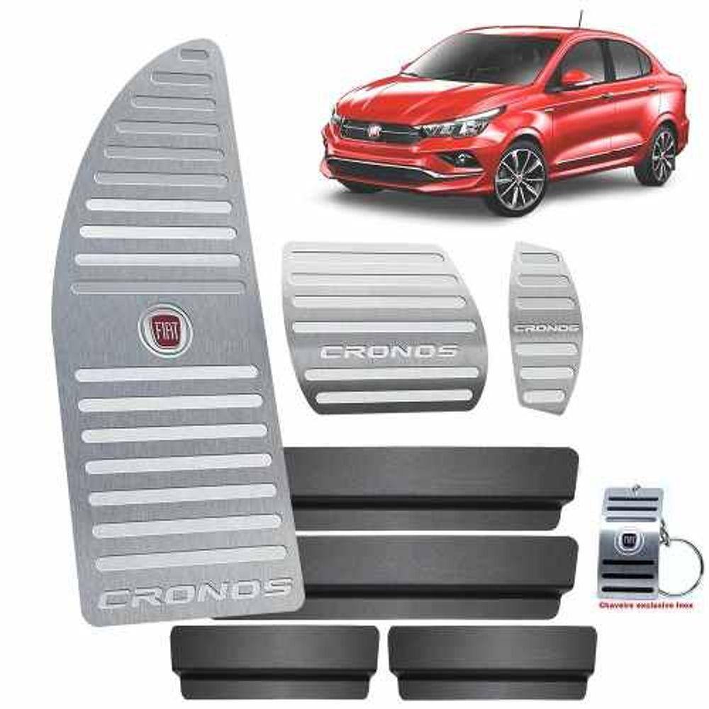 Pedaleiras Automático + Descanso Fiat Cronos Prata + Vinil