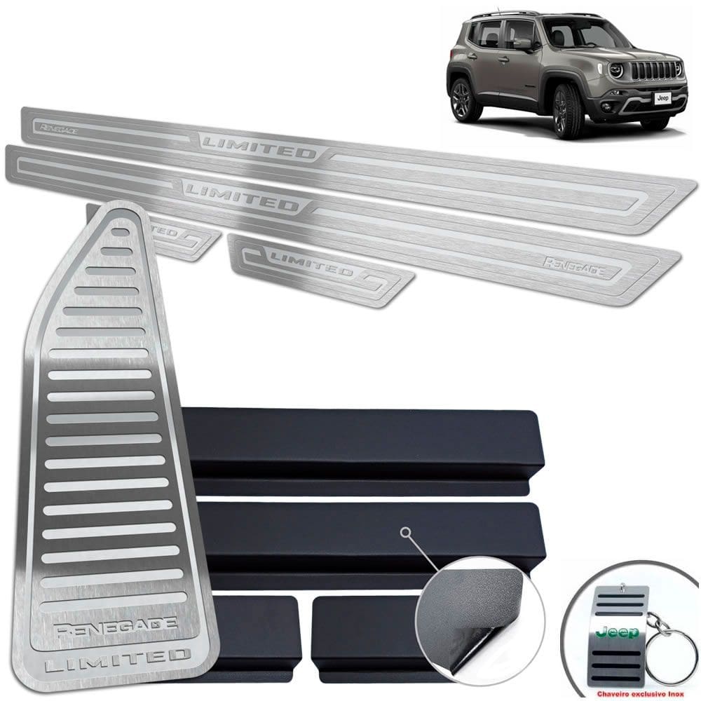 Descanso + Soleira Jeep Renegade Limited Prata Baixo Relevo