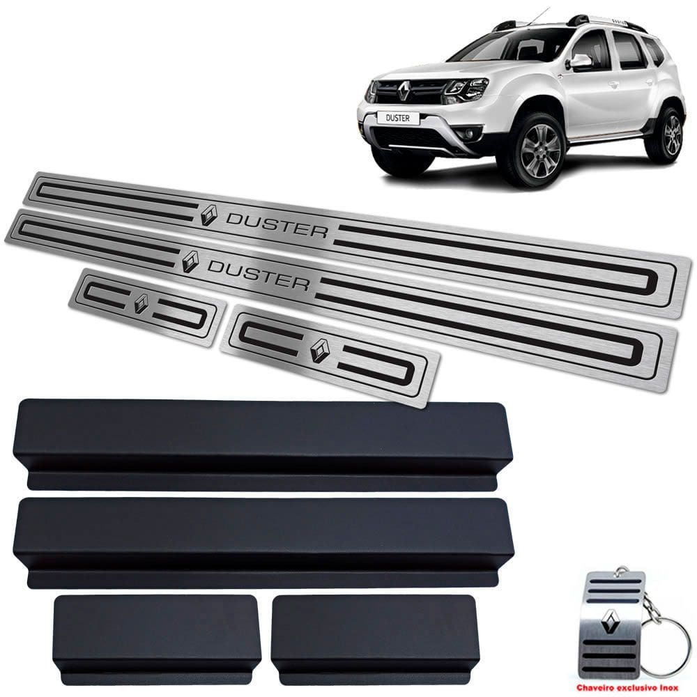 Soleira Em Aço Inox Duster 2011/2020 Preto Baixo Relevo