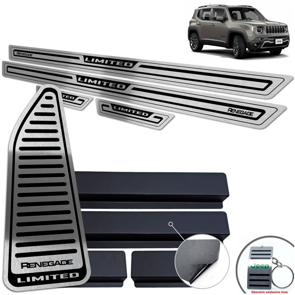 Descanso + Soleira Jeep Renegade Limited Preto Baixo Relevo