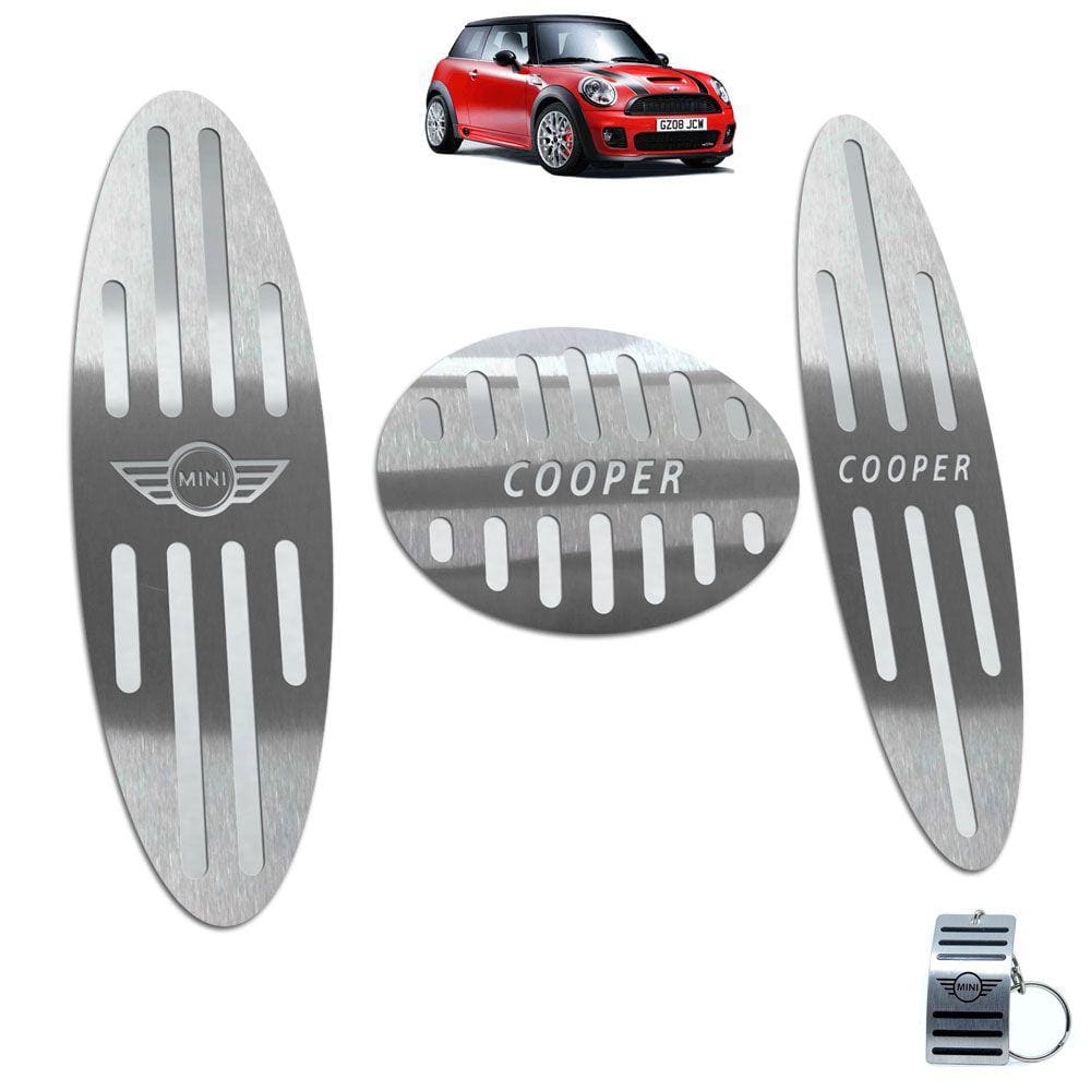 Descanso + Pedaleira Automático Aço Inox Mini Cooper Prata