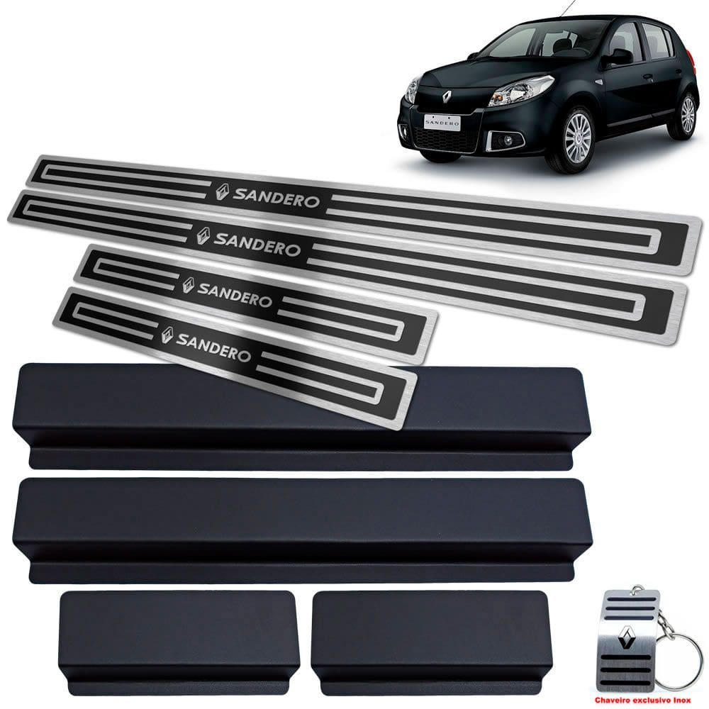 Soleiras Renault Sandero 2008 A 2013 Preto Alto Relevo