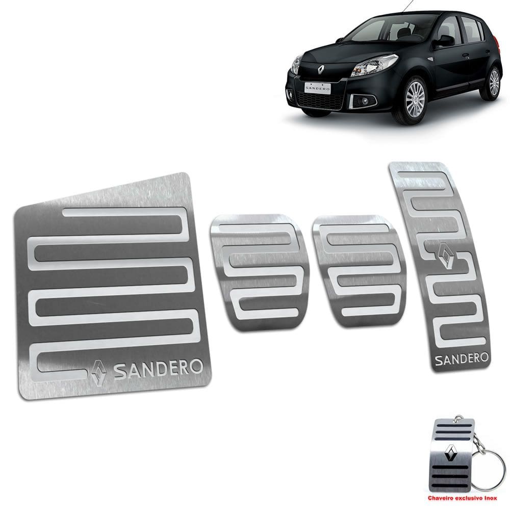 Descanso + Pedaleiras Renault Sandero 2008 A 2013 Prata