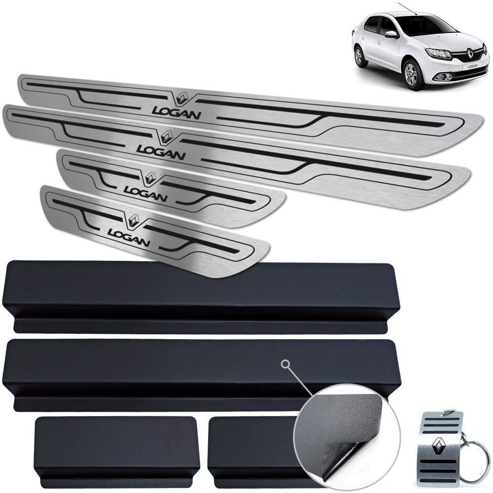 Soleira Em Inox Renault Logan 2020 Preto Baixo Relevo