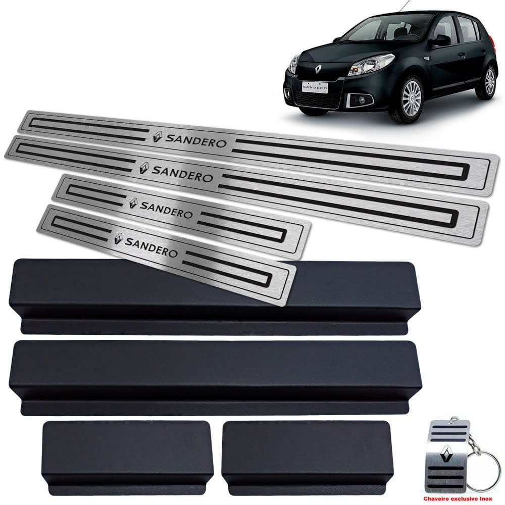 Soleiras Renault Sandero 2008 A 2013 Preto Baixo Relevo