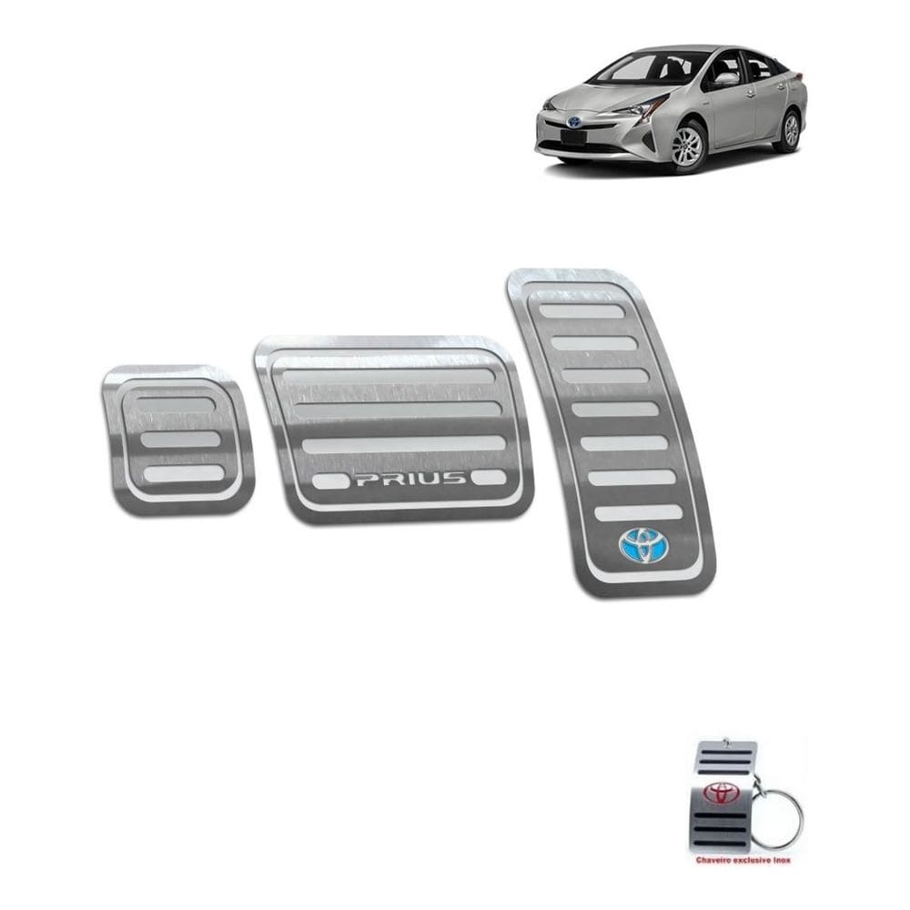 Pedaleiras Em Inox Toyota Prius 2016 A 2020 Automático Prata