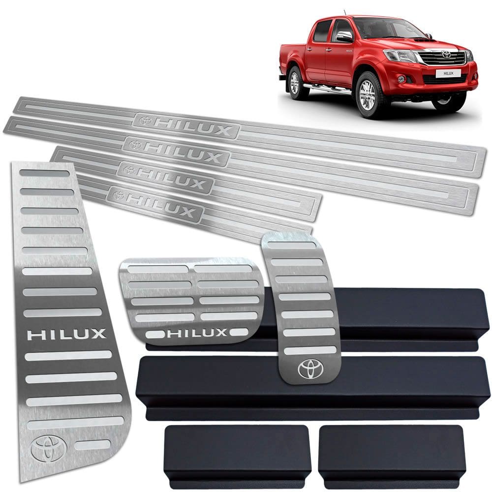 Soleira + Pedaleira + Descanso Hilux 2012 A 2015 Prata BR