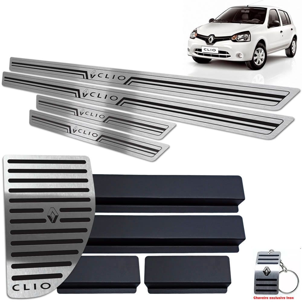 Soleiras + Descanso Renault Clio 2013/2019 Preto BR 4 portas