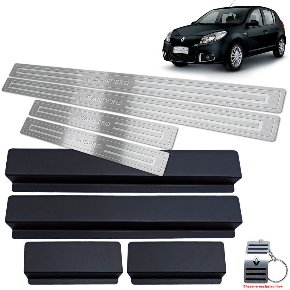 Soleiras Renault Sandero 2008 A 2013 Prata Baixo Relevo