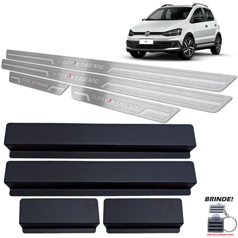 Soleiras Aço Inox Prata Baixo Relevo Fox Xtreme 2018 A 2020