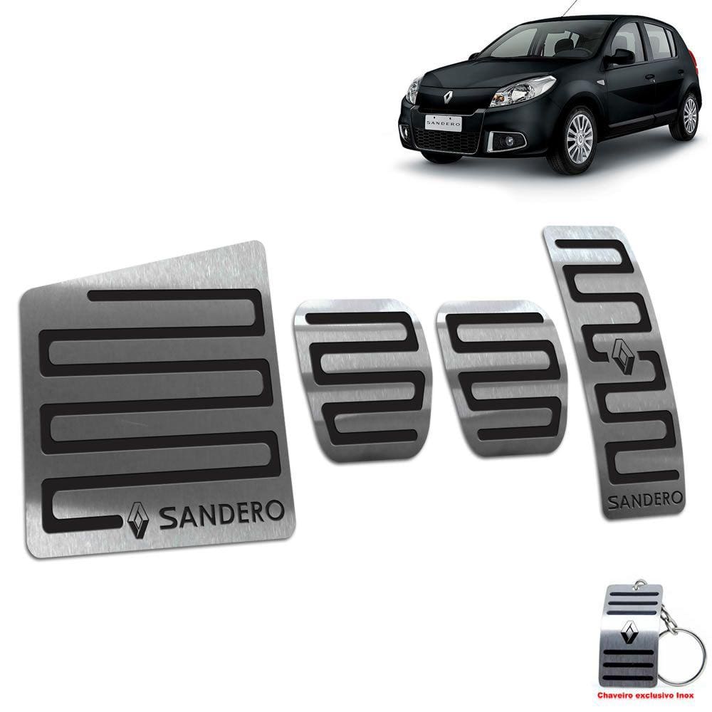 Descanso + Pedaleiras Renault Sandero 2008 A 2013 Preto