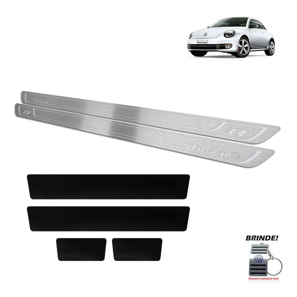 Soleiras Prata Baixo Relevo + Vinil Fusca R-line 2 Portas
