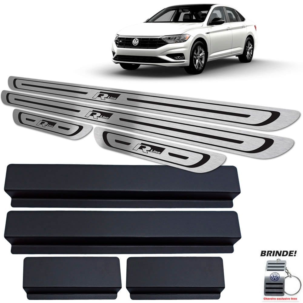 Soleiras Jetta R-line 250 TSI 2018 2019 Preto Baixo Relevo