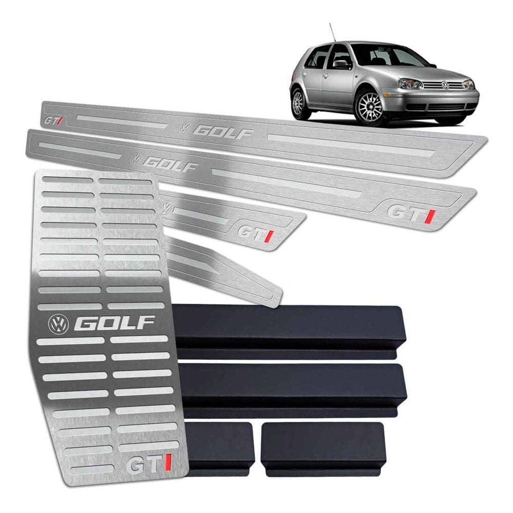 Descanso + Soleiras Prata Baixo Relevo Golf Gti 1999 A 2013