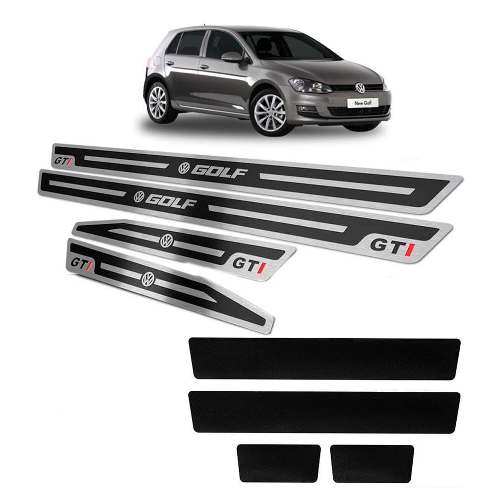 Soleiras Em Aço Inox Preto Alto Relevo Golf Gti 1999 A 2013