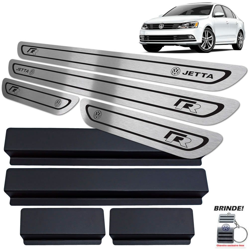 Soleira Aço Inox Jetta R-line 2011/2018 Preto Baixo Relevo