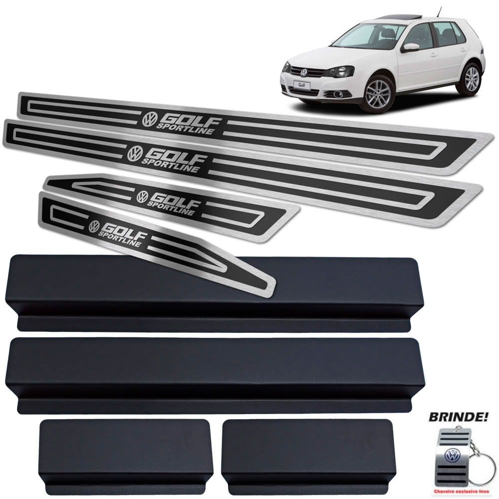 Soleiras Golf Sportline Até 2014 Preto Alto Relevo Em Inox