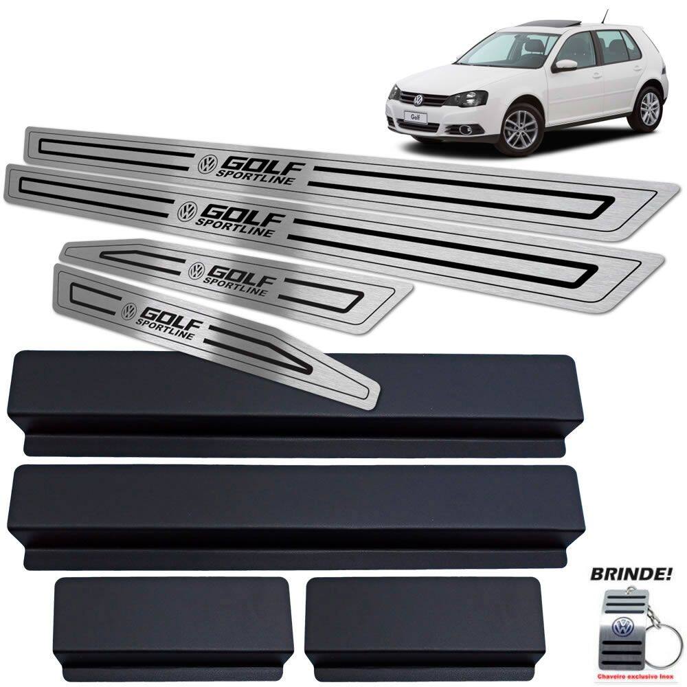 Soleiras Golf Sportline Até 2014 Preto Baixo Relevo Em Inox