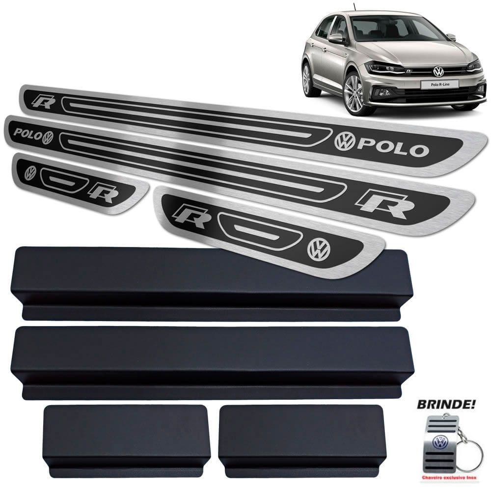 Soleiras Gravação em Preto Alto Relevo Polo R-Line Aço inox