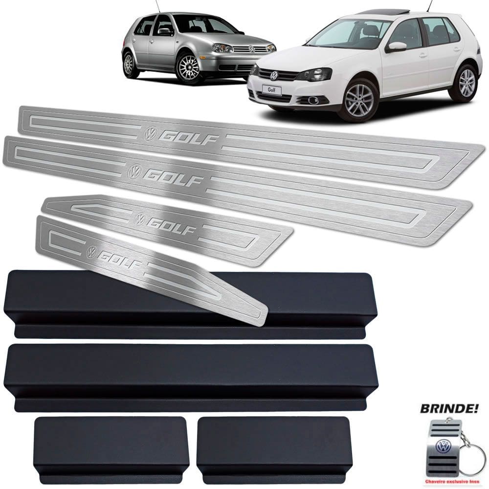 Soleiras Inox Prata Baixo Relevo Volkswagen Golf 1999 A 2013