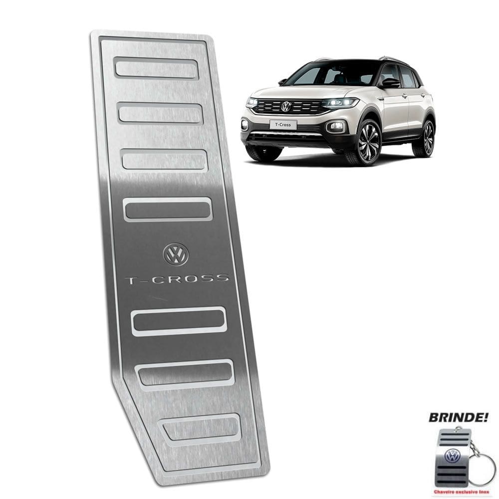 Descanso de Pé Aço Inox Volkswagen T-Cross Gravação em Prata